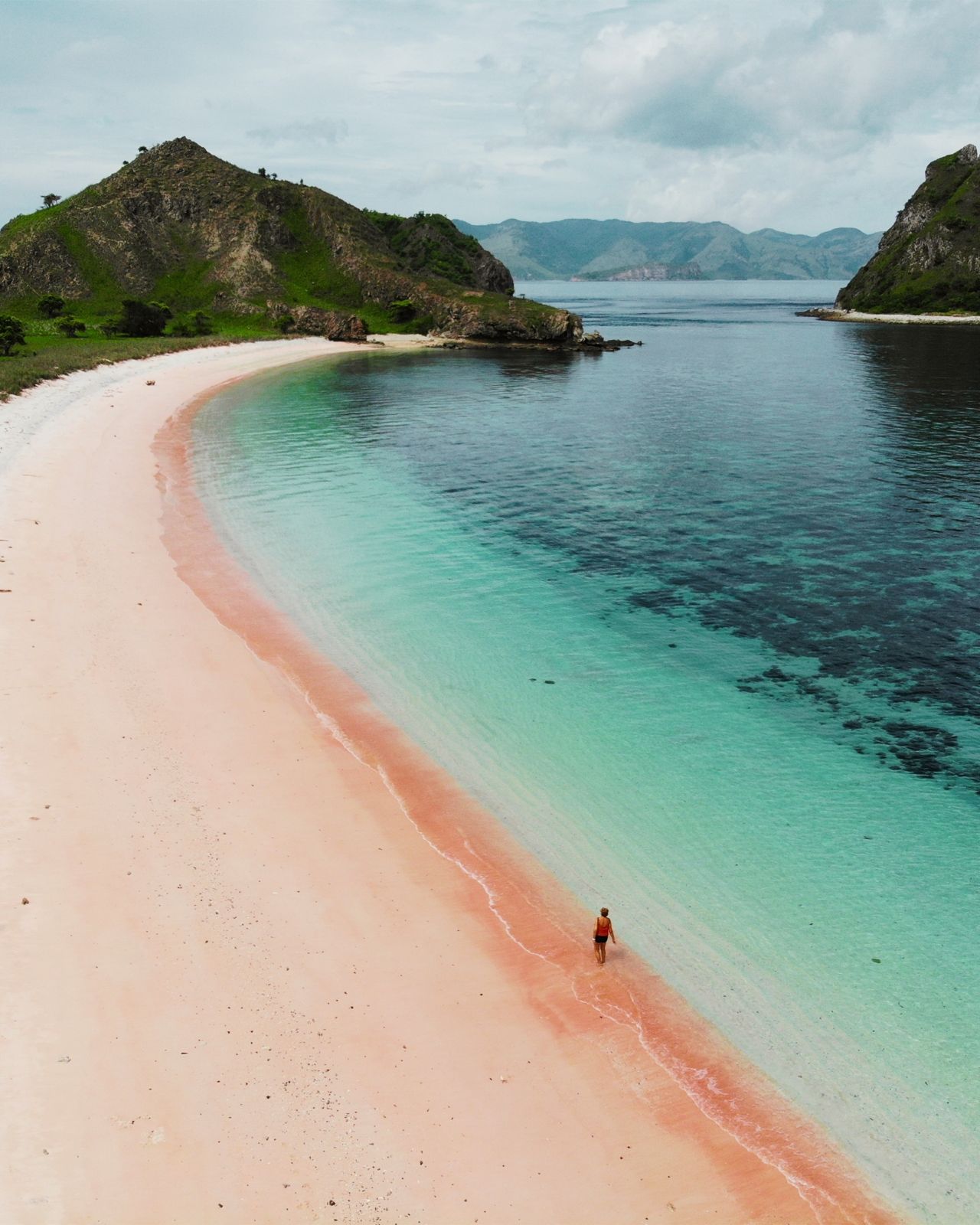 Pink Beach shoreline and clear water