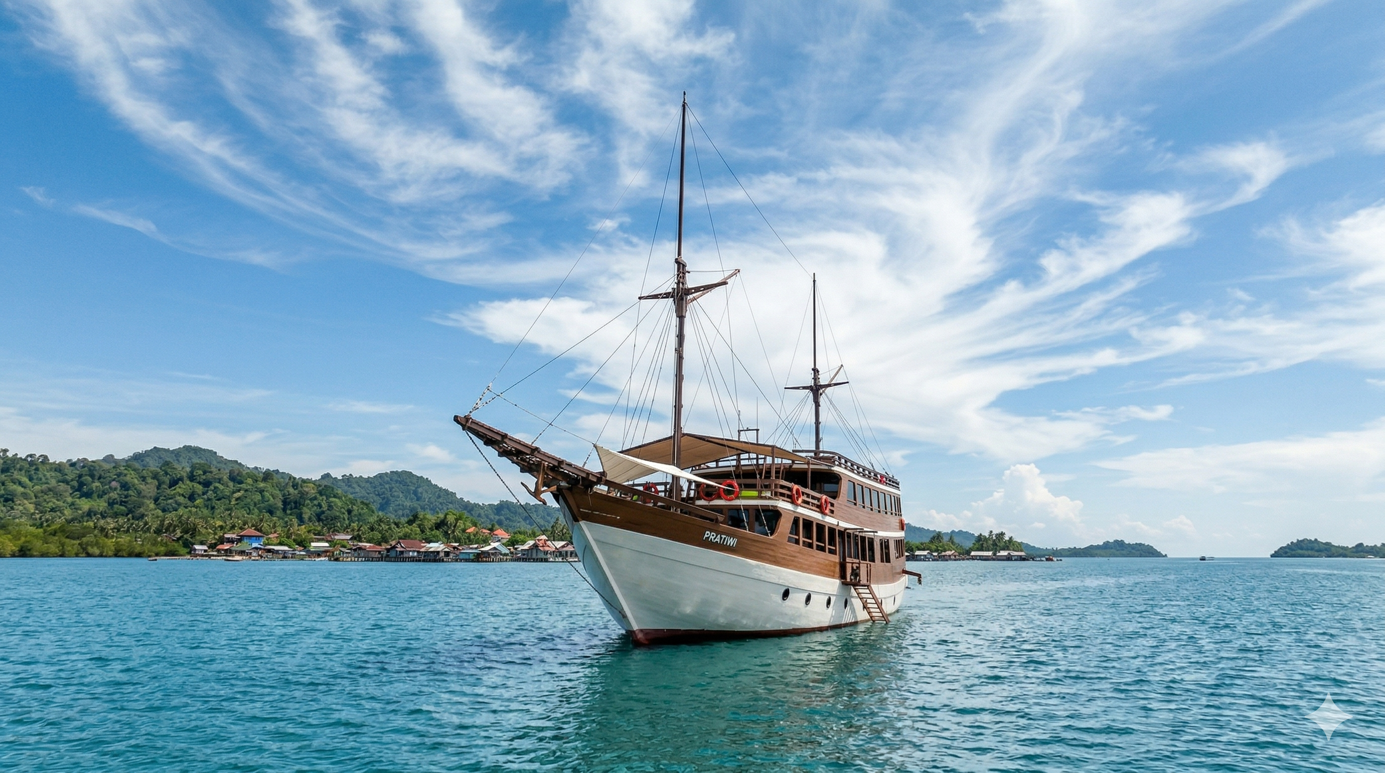 Meccadina phinisi boat on the water
